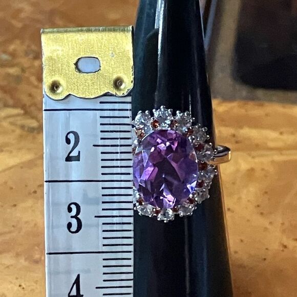 Moroccan Amethyst Red Garnet Sterling Silver Ring Size 7 - Picture 7 of 9